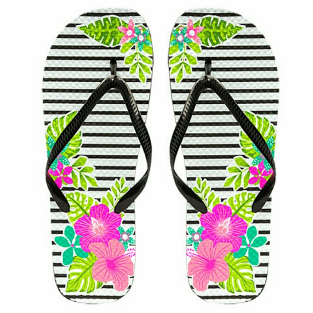 Ladies Floral Print Rubber Flip Flops